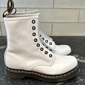Dr. Martens White Leather Lace-Up 1460  Boots - Women's Size 5